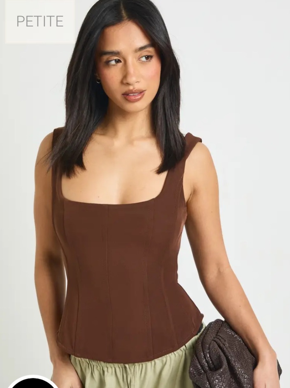 PrettyLittleThing Brown Square-Neck Camisole